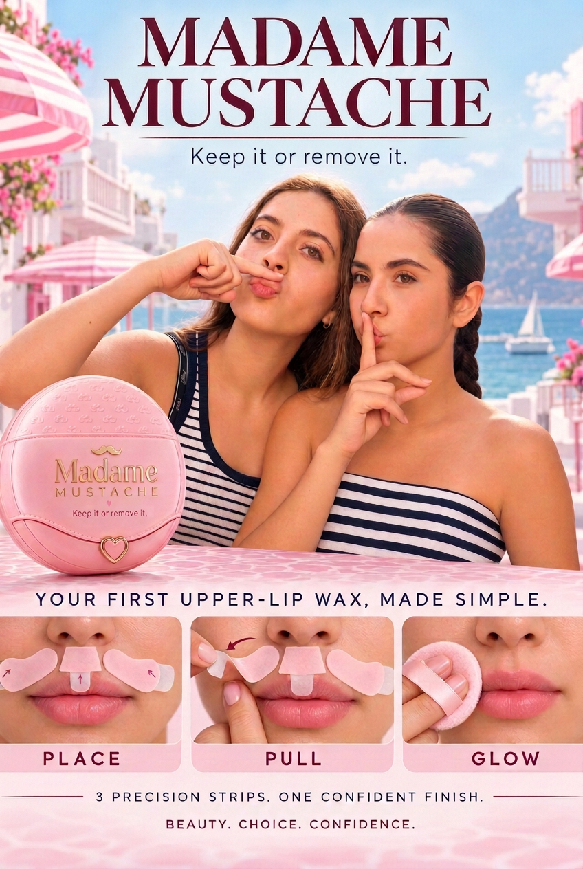 Two young women in the Riviera with the Madame Mustache first-time kit